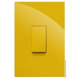 Conjunto Interruptor Simples Vertical 4x2 - RECTA MOSTARDA GLOSS